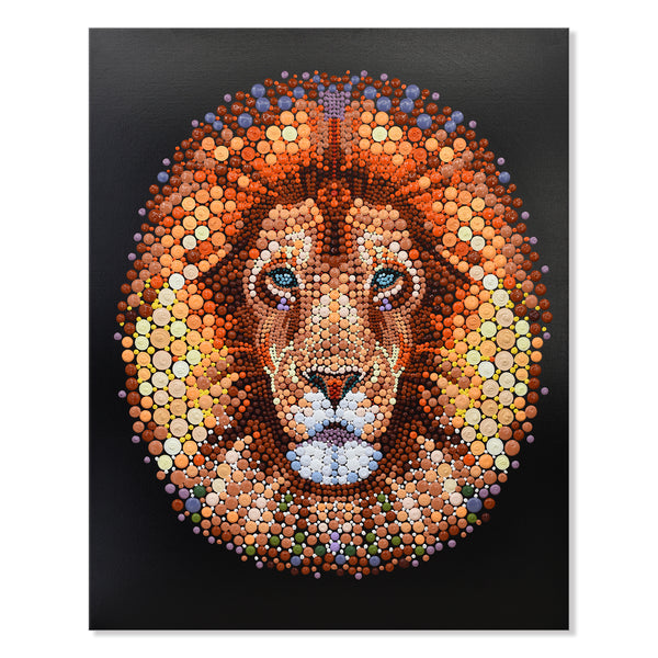 Seven Wall Arts - Handmade Painting - Pixel Dot Lion Ben Heine