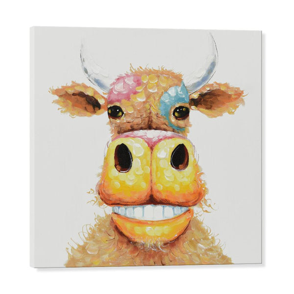 100% handmade Colorful Smile Cow 24x24Inch(60x60cm) – 7wallarts